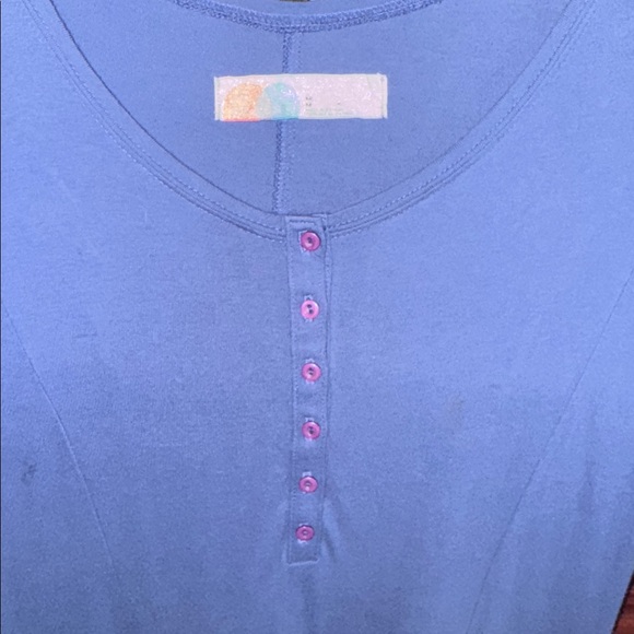 Free People Beach Henley Elegant Blue Maxi Long Sleeve Casual Dress Size Medium - Picture 4 of 6